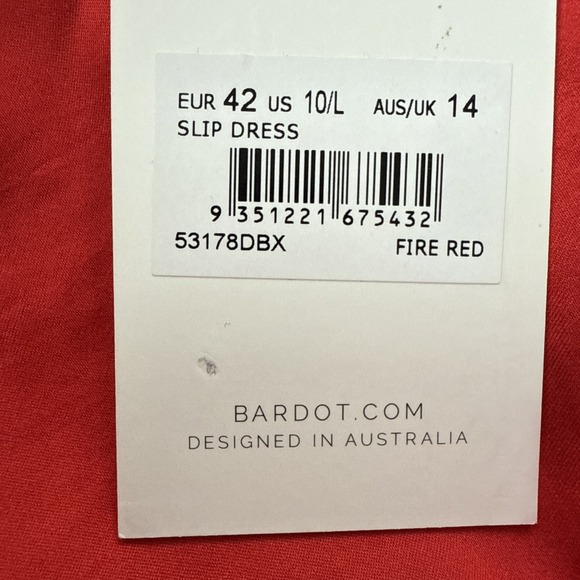 Bardot Slip Dress Satin Midi Cowl Neck Neiman Marcus NWT Sz Large 10 Red‎ - Picture 5 of 16